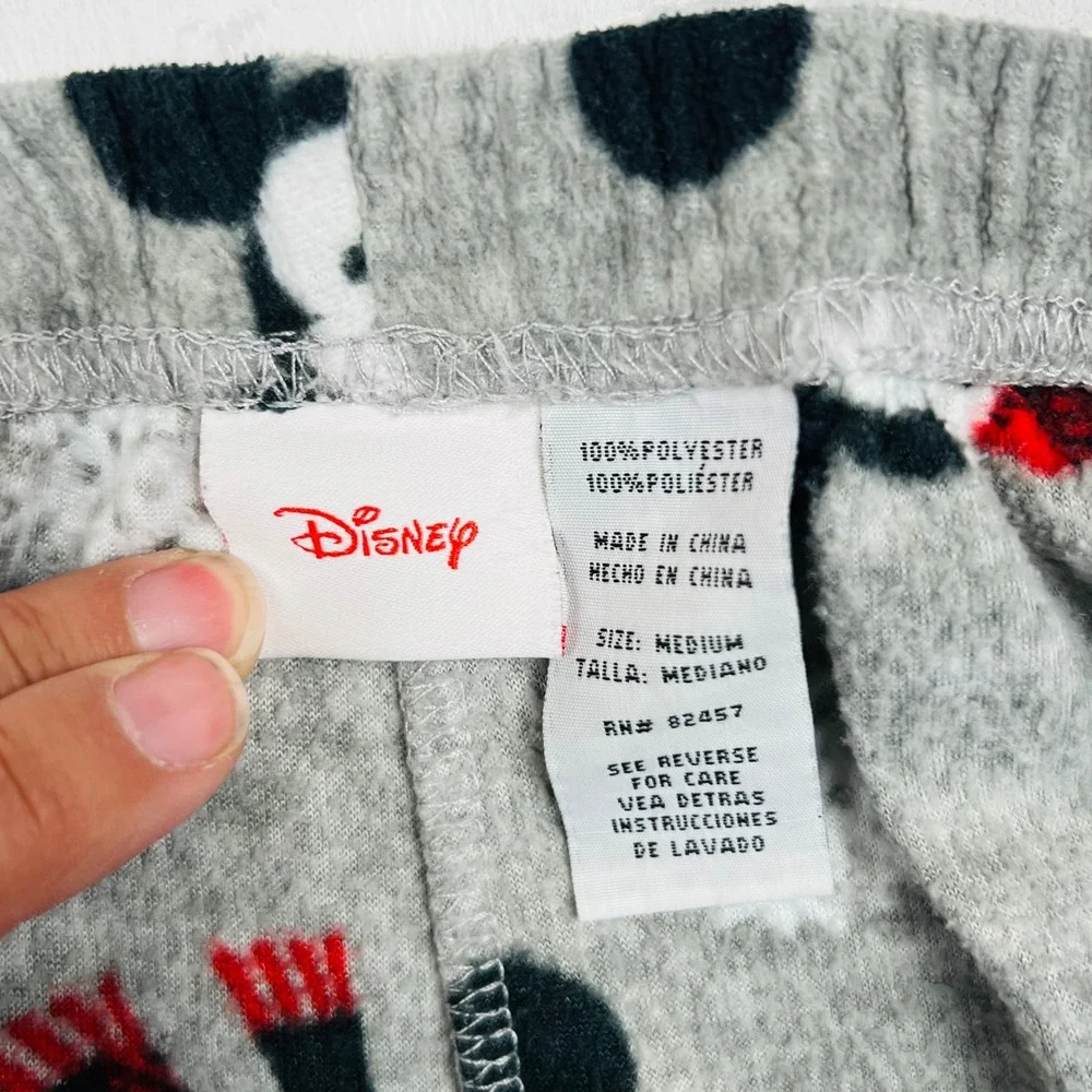 Disney Mickey Mouse Holiday Fleece Pajama Pants Gray Buffalo Plaid Medium - Picture 6 of 11
